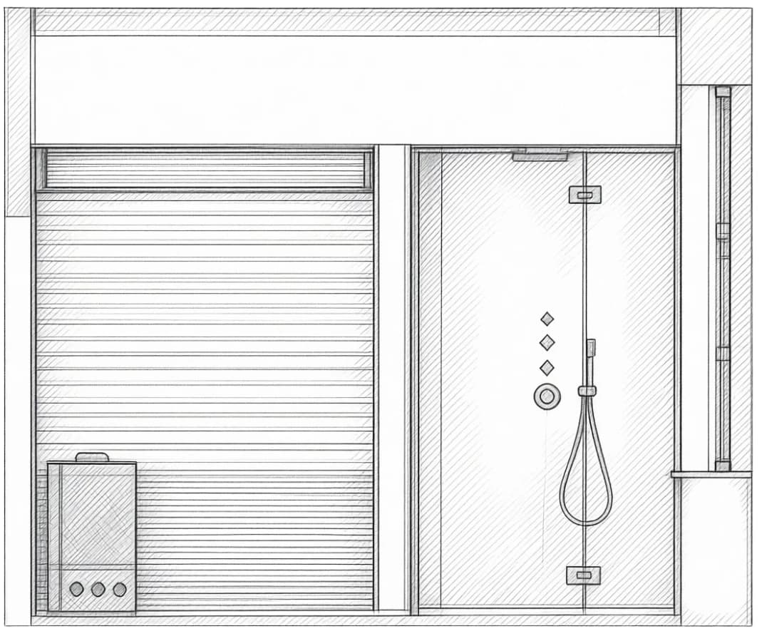 Specialdesignet snedkerinventar – køkken, badeværelse, garderobe og walk-in i egetræ, valnød og marmor med messing armatur · V.05 Aalborg · Aalborg · Riise Studio (23)